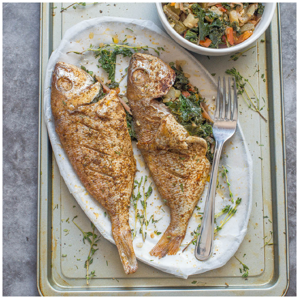 Gevulde Papegaaivisfilet met Pesto en lente-ui